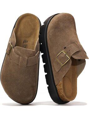 Women's Foss Suede Genuine Leather Water Resistant Memory Insole Platform Clogs